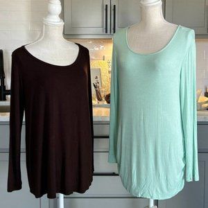 Bundle of Dana Buchman Mint Top and Coco & Main Brown Tunic Both Size XL